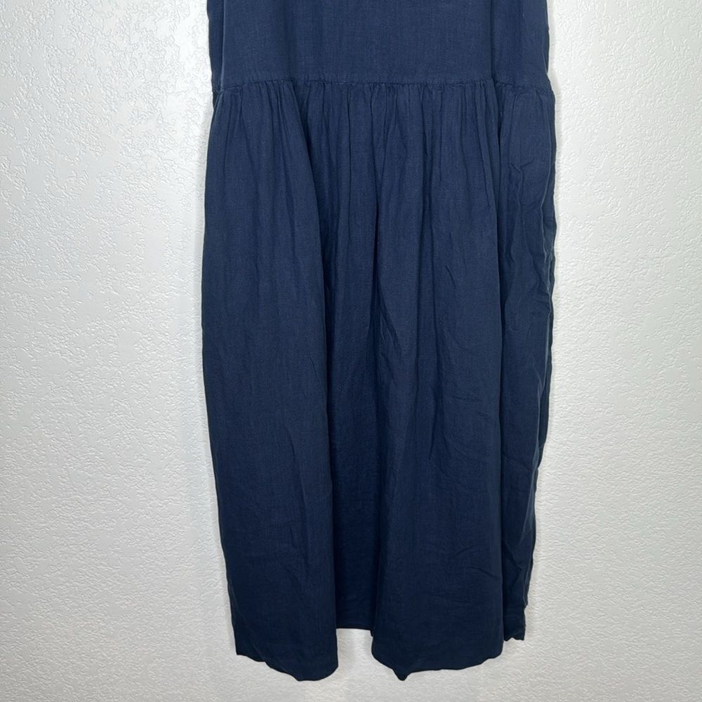 NWT Frank & Eileen Daphne Washed Linen Navy Maxi Dress Large - Picture 5 of 15